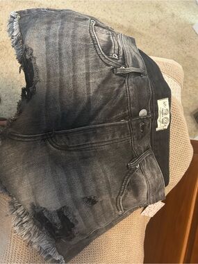 We The Free Distressed Black Denim Cutoff Shorts